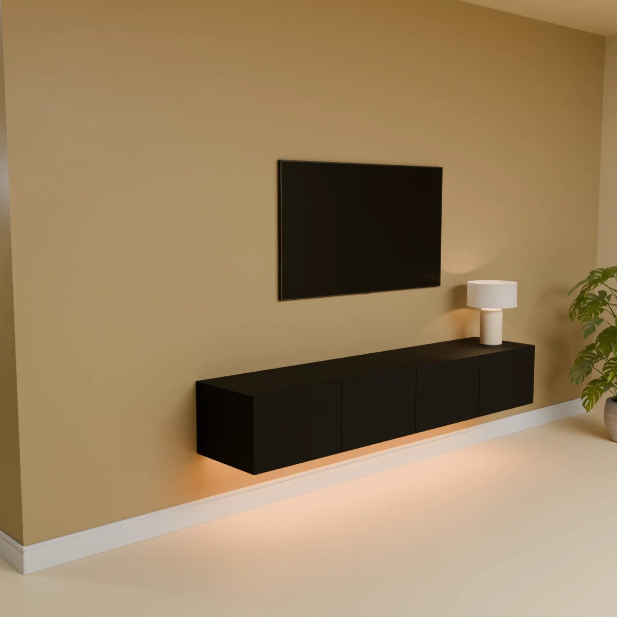 Mora TV Meubel Zwevend & Staand 180 cm Zwart
