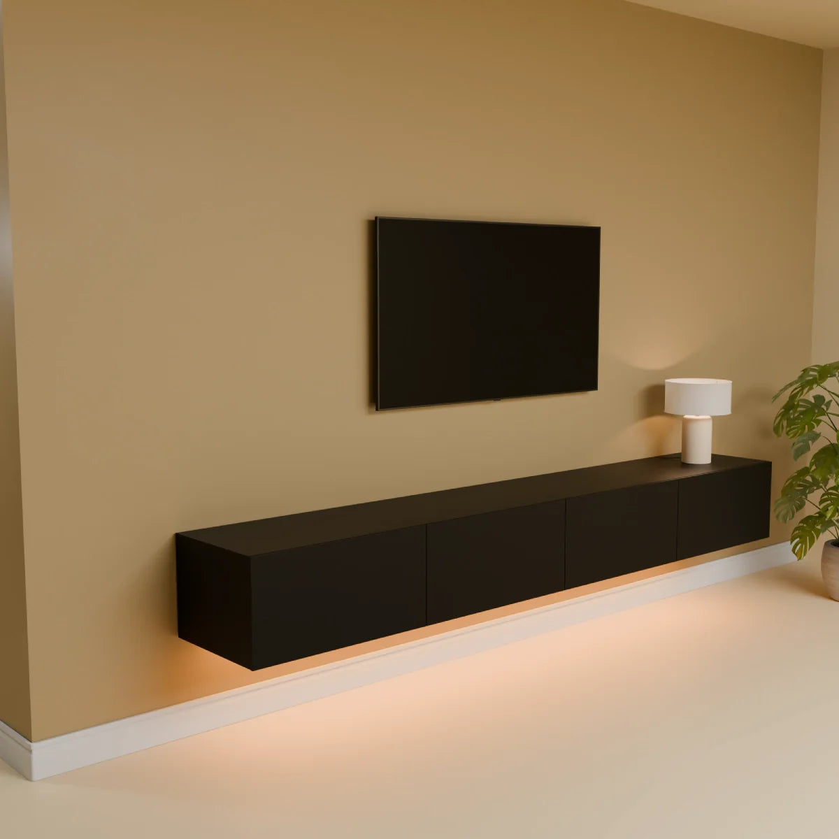 Mora TV Meubel Zwevend & Staand 240 cm Zwart