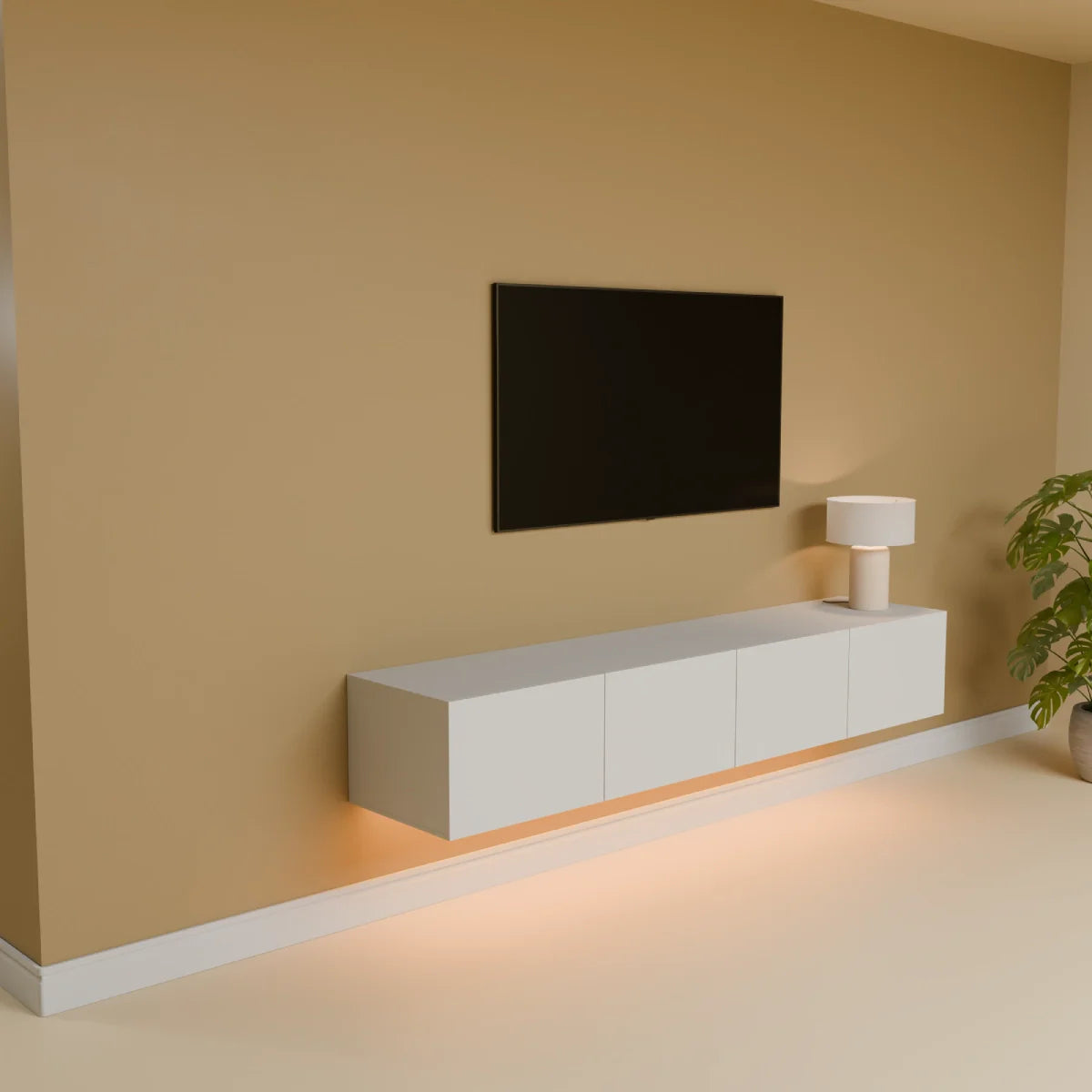 Mora TV Meubel Zwevend & Staand 180 cm Wit