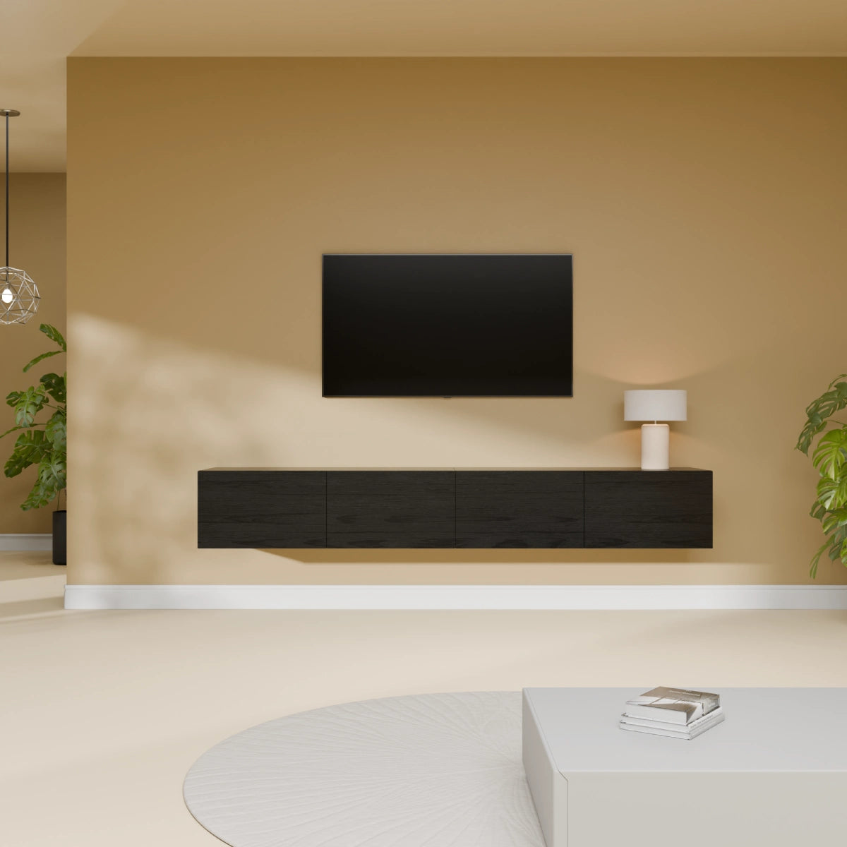 Mora TV Meubel Zwevend & Staand 200 cm Zwart-Eiken
