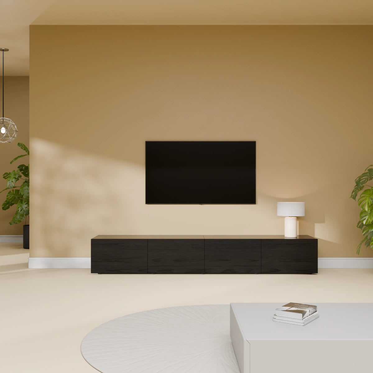 Mora TV Meubel Zwevend & Staand 200 cm Zwart-Eiken