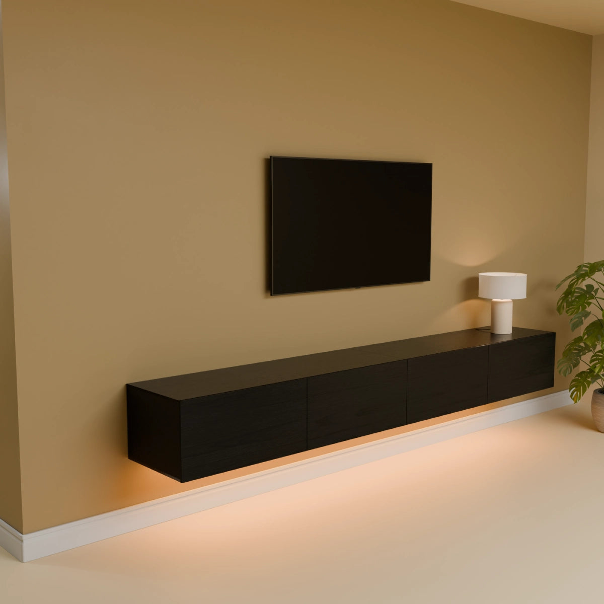 Mora TV Meubel Zwevend & Staand 240 cm Zwart-Eiken